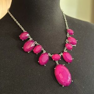 Statement Necklace with Fuchsia Colored Beads